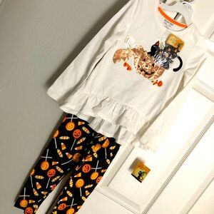 Spooky Night 3 Piece Halloween Set Top and Bottom. Size M 7/8. NWT